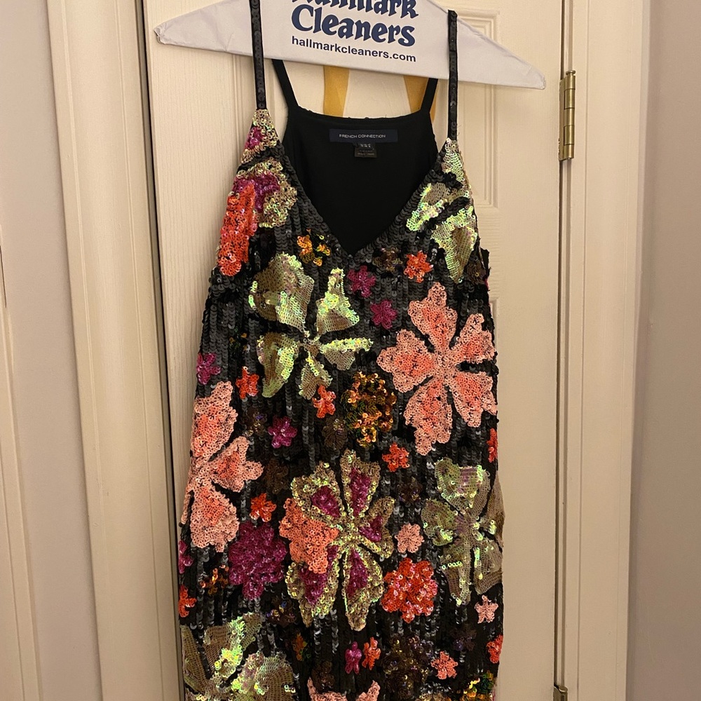 French connection all sequin short dress, fitted style